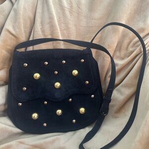 YSL suede cross body bag with gold studs
